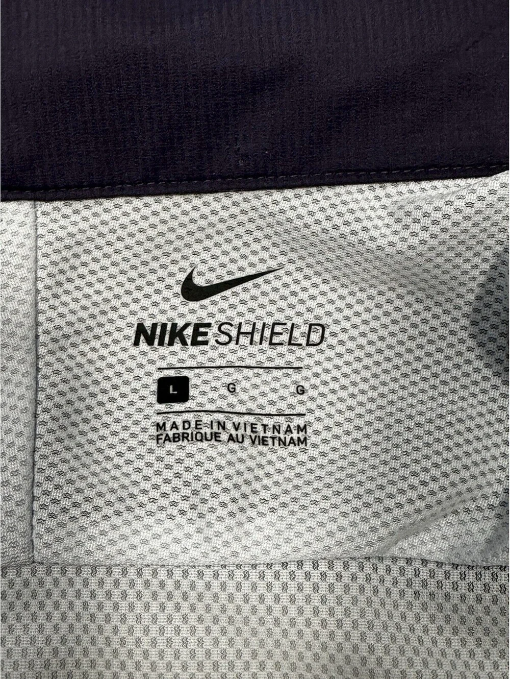 Nike Shield Men’s Windbreaker Jacket L Navy White Full Zip Hooded Lightweight